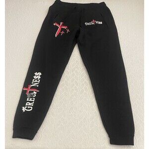 TULTEX SZ Large Men's Graphic Sweatpants Red,White Cross Motifs Text "GREATNESS"